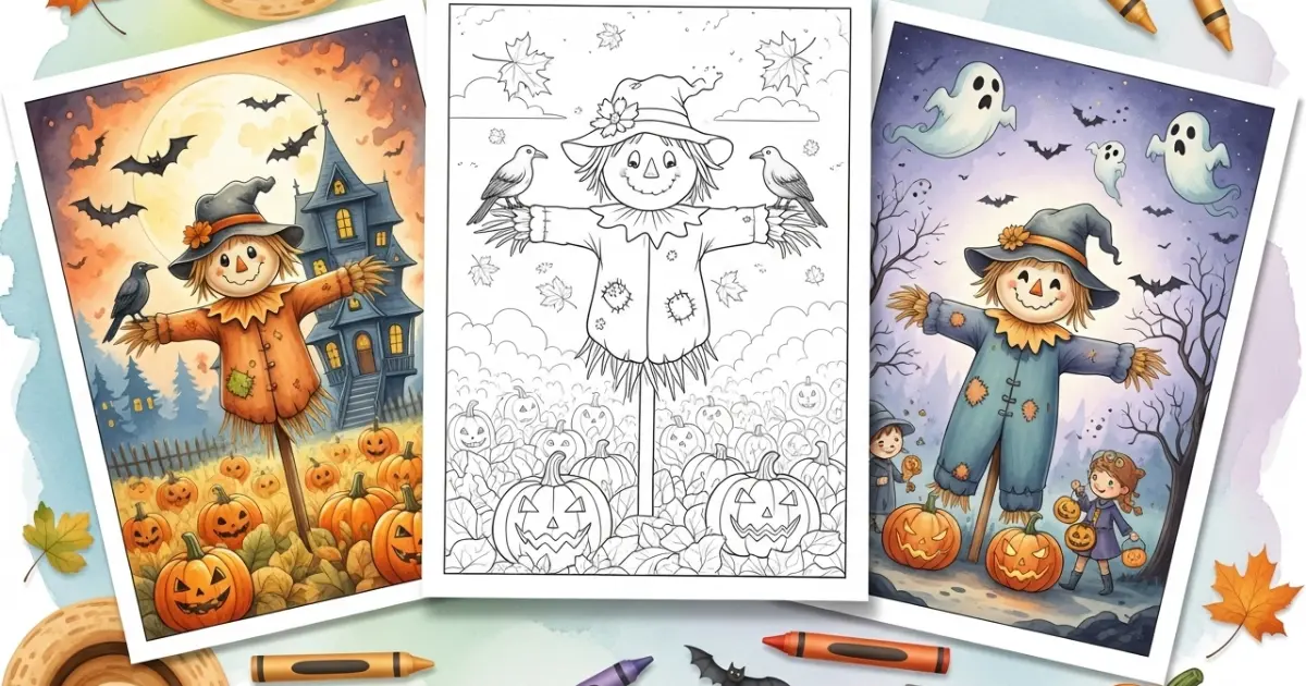 Scarecrow Halloween Coloring Pages